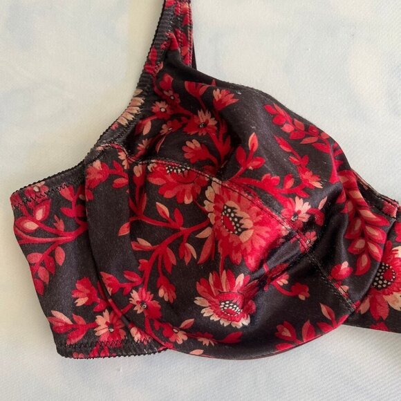 Brown & Red Floral Silky Comfort Bra 34B - Picture 2 of 6